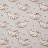 Algodón estampado WHALE Greige claro / Cerceta